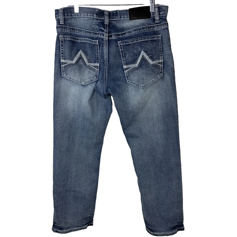 True Luck Mens Premium Denim Straight Stretch Casual Jeans Size 34x30 - Picture 2 of 8